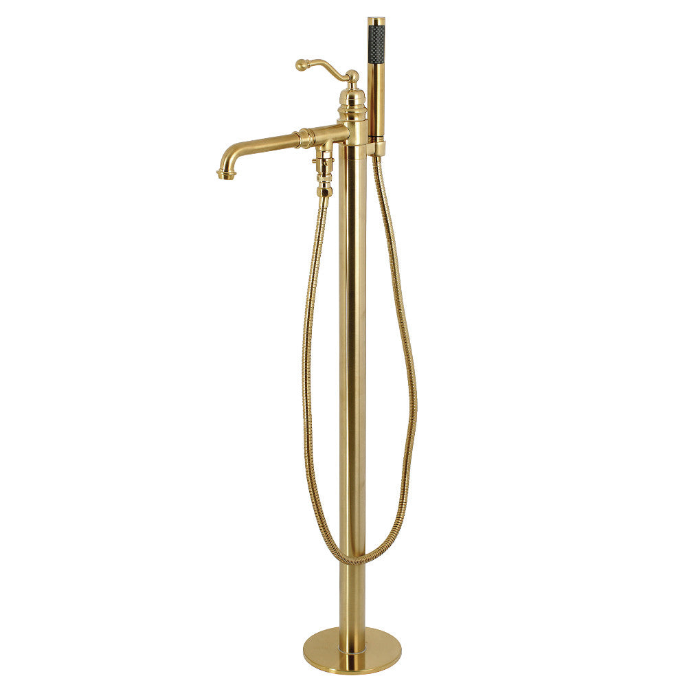 Kingston Brass KS7037ABL English Country Freestanding Tub Faucet with Hand Shower, Brushed Brass - BNGBath