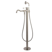 Thumbnail for Kingston Brass KS7138DPL Paris Freestanding Tub Faucet with Hand Shower, Brushed Nickel - BNGBath