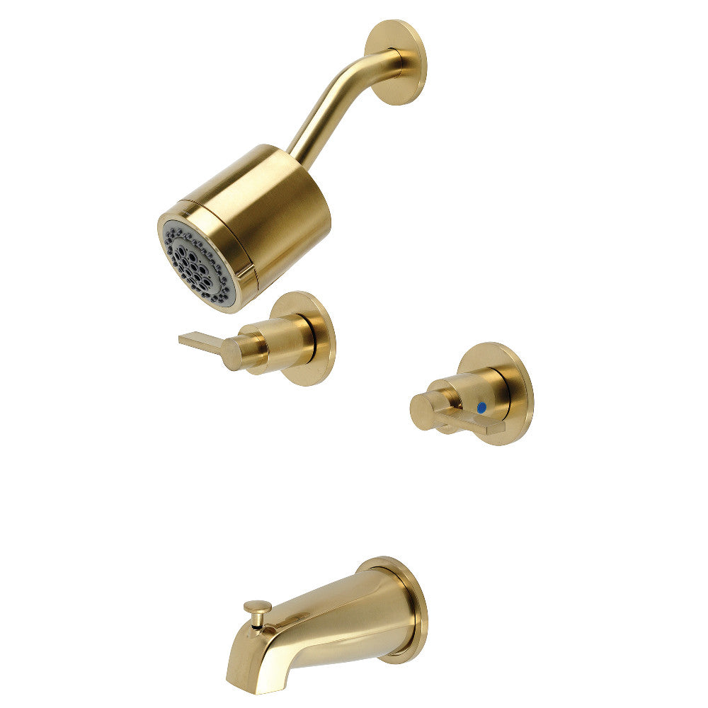 Kingston Brass KBX8147NDL NuvoFusion Two-Handle Tub and Shower Faucet, Brushed Brass - BNGBath
