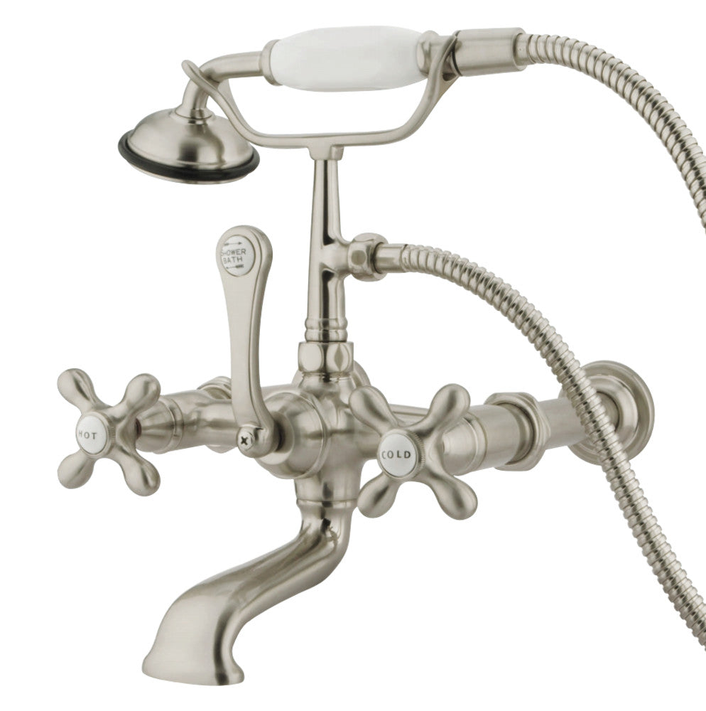 Kingston Brass CC547T8 Vintage 7-Inch Wall Mount Tub Faucet with Hand Shower, Brushed Nickel - BNGBath