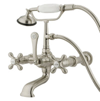 Thumbnail for Kingston Brass CC547T8 Vintage 7-Inch Wall Mount Tub Faucet with Hand Shower, Brushed Nickel - BNGBath
