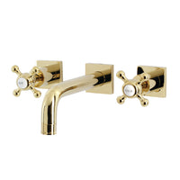 Thumbnail for Kingston Brass KS6122BX Metropolitan Two-Handle Wall Mount Bathroom Faucet, Polished Brass - BNGBath
