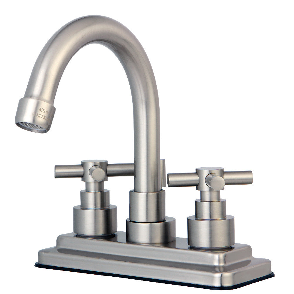 Kingston Brass KS8668EX Elinvar 4 in. Centerset Bathroom Faucet with Brass Pop-Up, Brushed Nickel - BNGBath