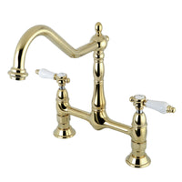 Thumbnail for Kingston Brass KS1172BPL Bel-Air Bridge Kitchen Faucet, Polished Brass - BNGBath