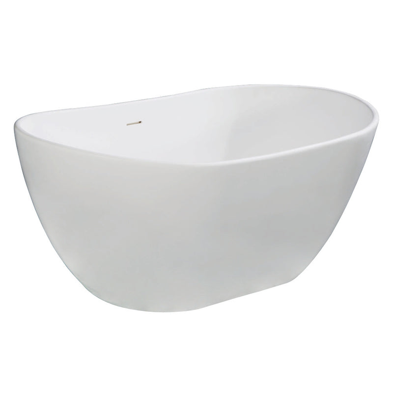 Aqua Eden VRTRS573224 Arcticstone 57-Inch Solid Surface White Stone Freestanding Tub with Drain, Matte White - BNGBath