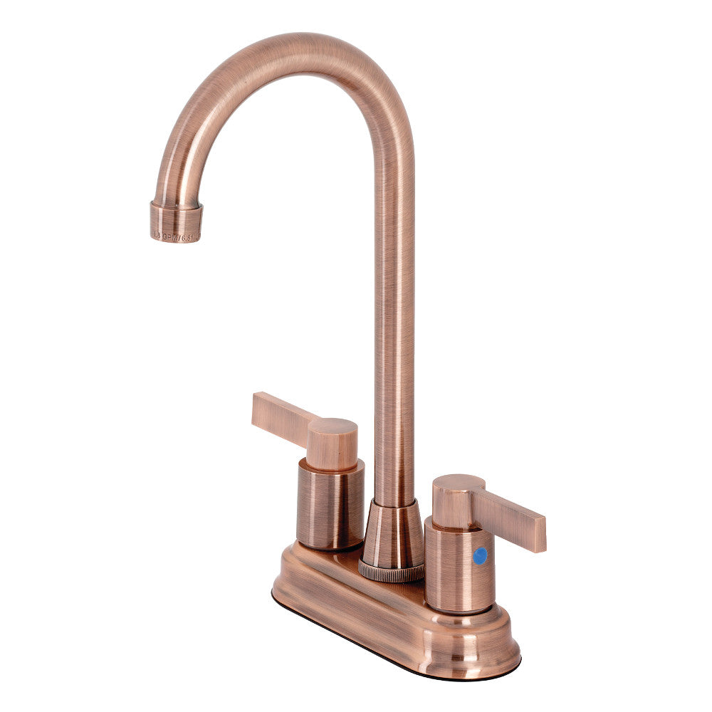 Kingston Brass KB849NDLAC NuvoFusion 4" Centerset Bar Faucet, Antique Copper - BNGBath