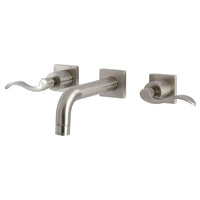 Thumbnail for Kingston Brass KS6128DFL NuWave Two-Handle Wall Mount Bathroom Faucet, Brushed Nickel - BNGBath
