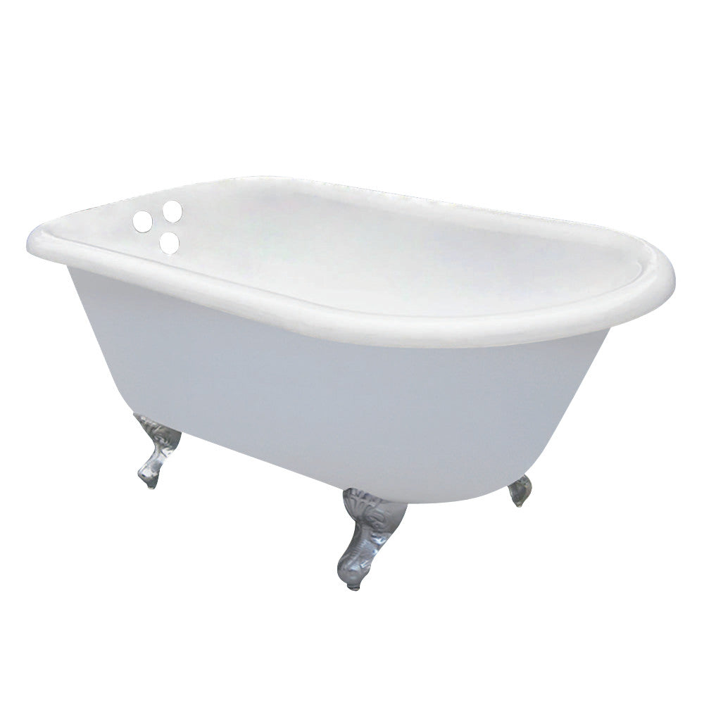 Aqua Eden VCT3D603019NT1 60-Inch Cast Iron Roll Top Clawfoot Tub with 3-3/8 Inch Wall Drillings, White/Polished Chrome - BNGBath