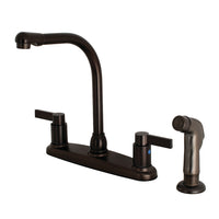 Thumbnail for Kingston Brass FB2755NDLSP NuvoFusion 8-Inch Centerset Kitchen Faucet with Sprayer, Oil Rubbed Bronze - BNGBath