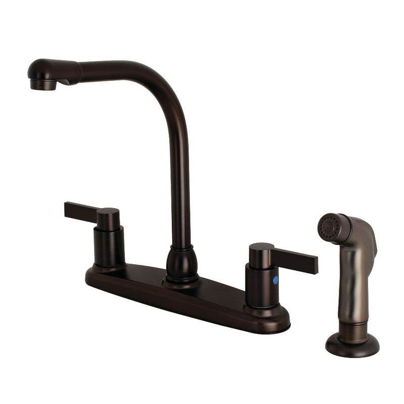Kingston Brass FB2755NDLSP NuvoFusion 8-Inch Centerset Kitchen Faucet with Sprayer, Oil Rubbed Bronze - BNGBath