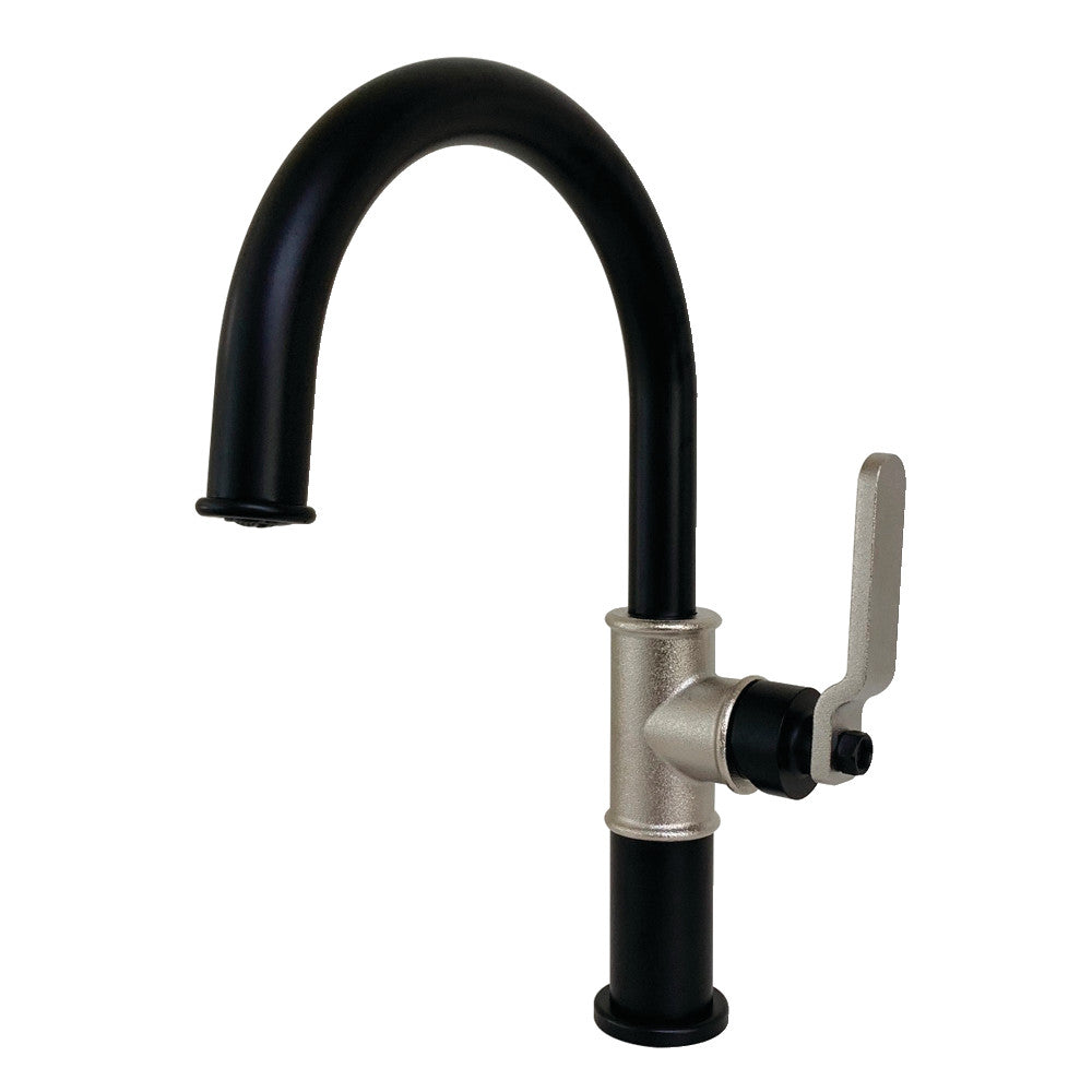 Kingston Brass KS2236KL Eagan Single-Handle Bathroom Faucet with Push Pop-Up, Matte Black/Polished Nickel - BNGBath