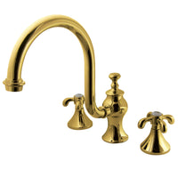 Thumbnail for Kingston Brass KS7342TX French Country High Arc Roman Tub Faucet, Polished Brass - BNGBath