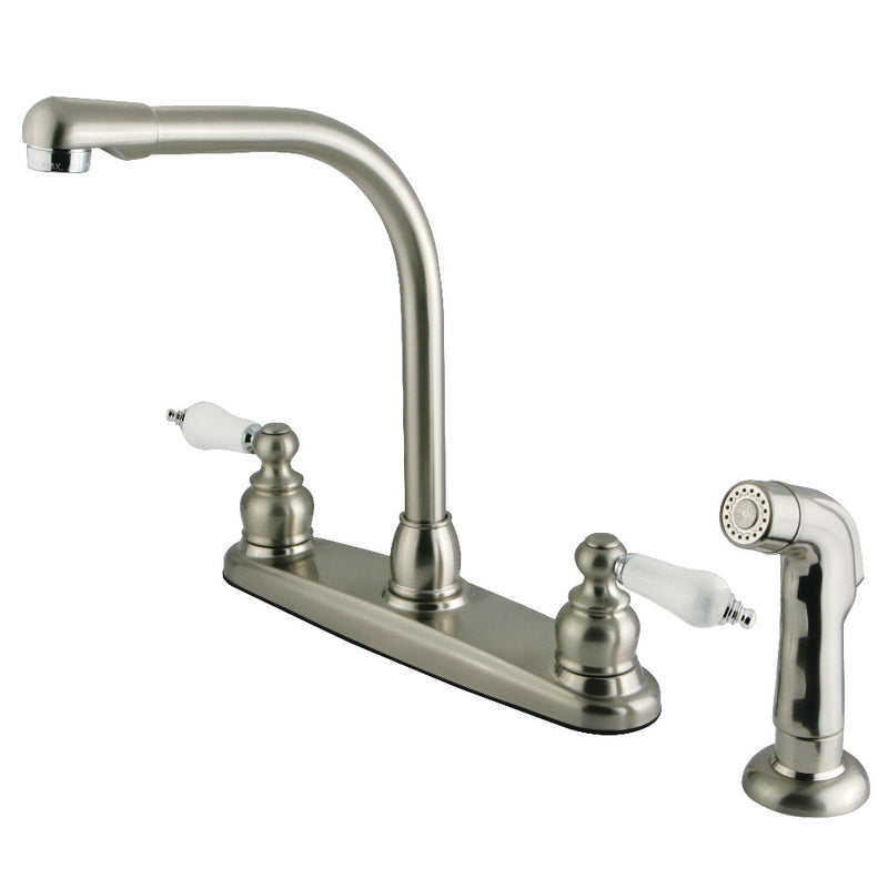 Kingston Brass GKB717SP Victorian Centerset Kitchen Faucet, Brushed Nickel/Polished Chrome - BNGBath