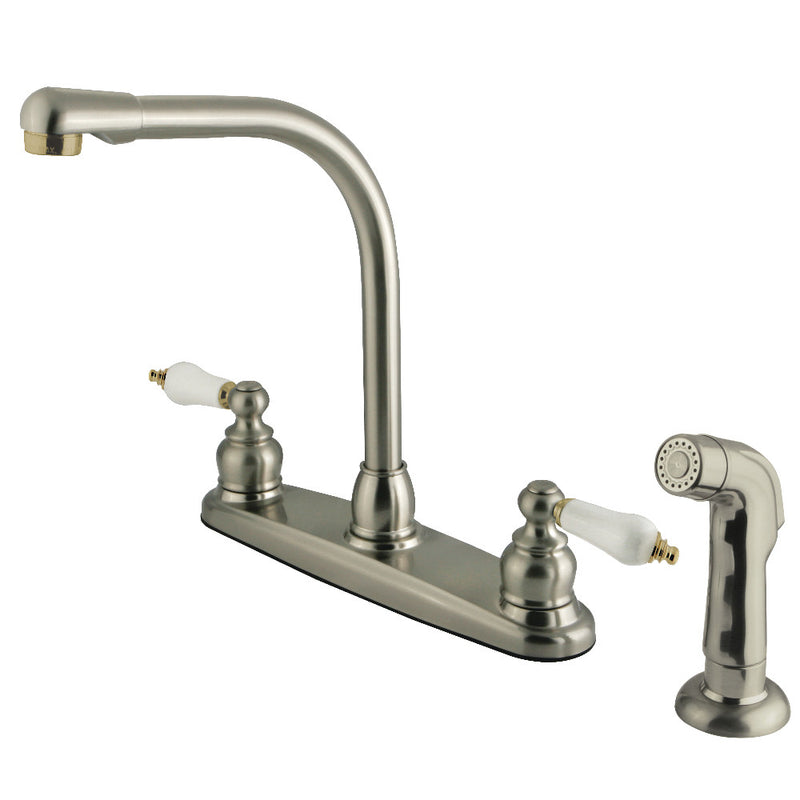 Kingston Brass GKB719SP Victorian Centerset Kitchen Faucet, Brushed Nickel/Polished Brass - BNGBath