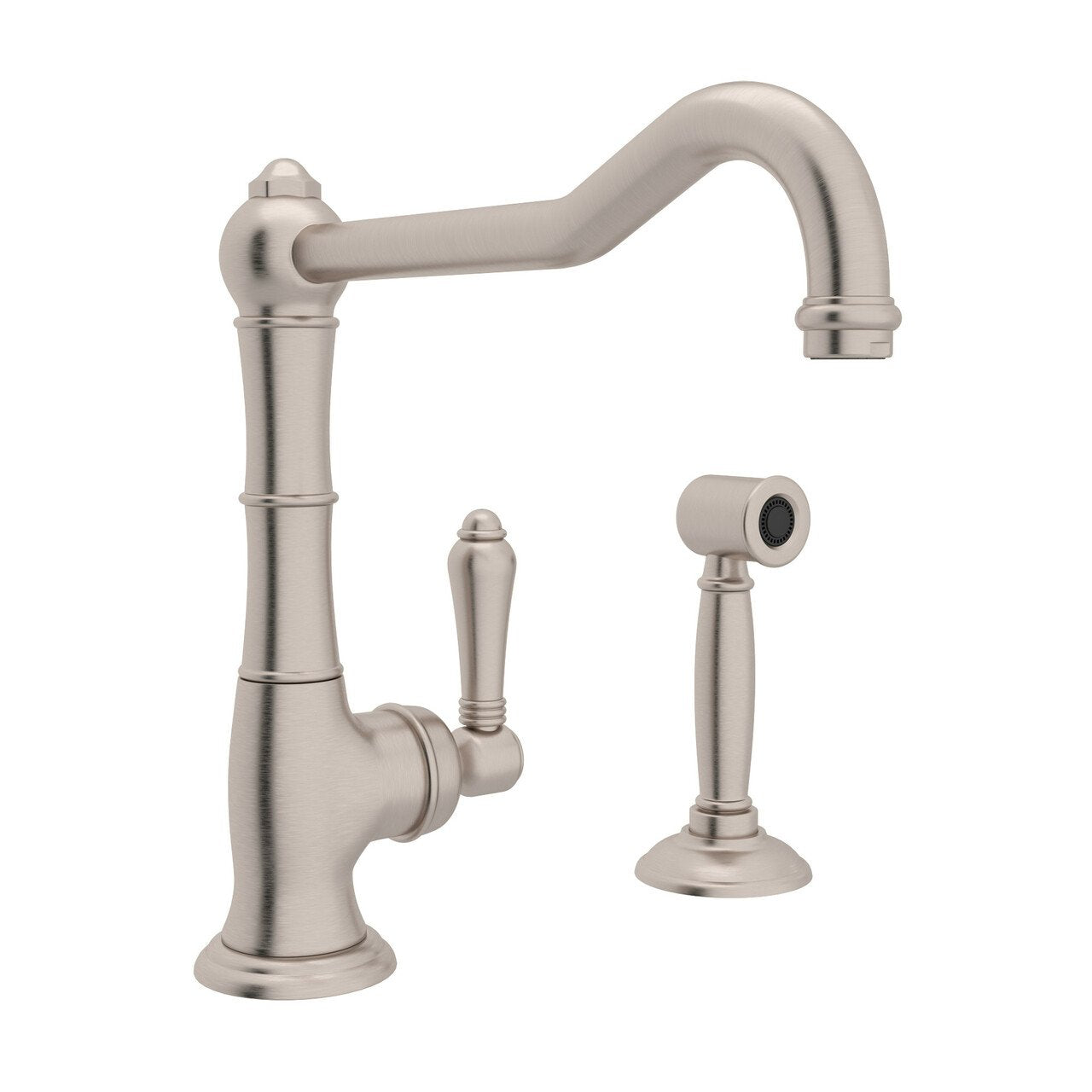 ROHL Cinquanta Single Hole Column Spout Kitchen Faucet with Sidespray and Extended Spout - BNGBath