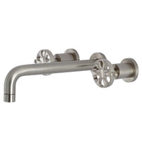 Thumbnail for Kingston Brass KS8028RX Belknap Two-Handle Wall Mount Tub Faucet, Brushed Nickel - BNGBath