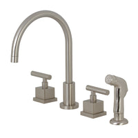 Thumbnail for Kingston Brass KS8728CQL Widespread Kitchen Faucet, Brushed Nickel - BNGBath