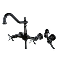 Thumbnail for Kingston Brass KS1245BEXBS Essex Wall Mount Bridge Kitchen Faucet with Brass Sprayer, Oil Rubbed Bronze - BNGBath