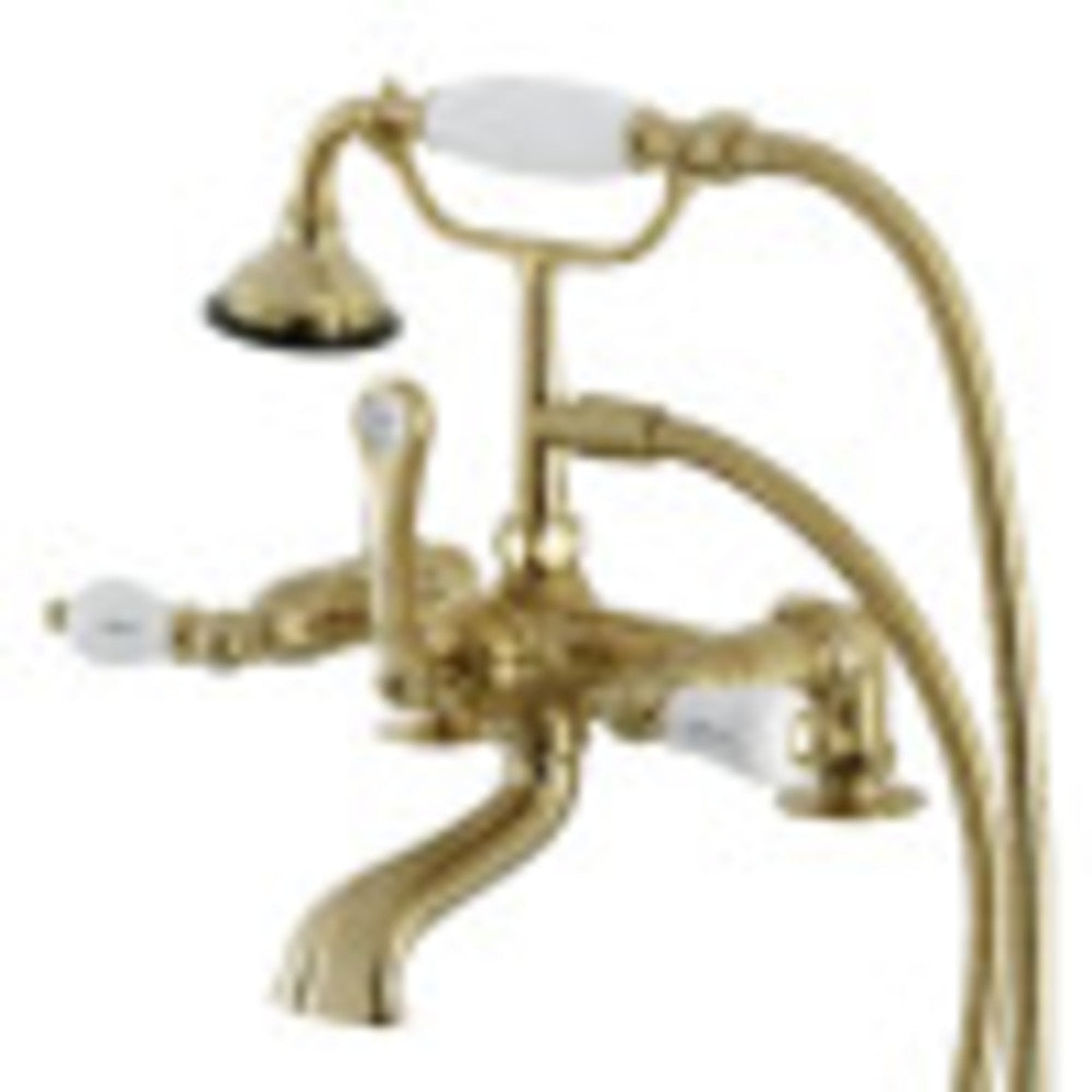 Kingston Brass AE53T7 Aqua Vintage 2-Handle Wall Mount Tub Faucet, Brushed Brass - BNGBath