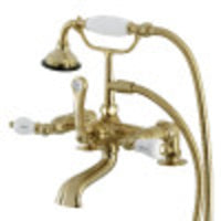 Thumbnail for Kingston Brass AE53T7 Aqua Vintage 2-Handle Wall Mount Tub Faucet, Brushed Brass - BNGBath