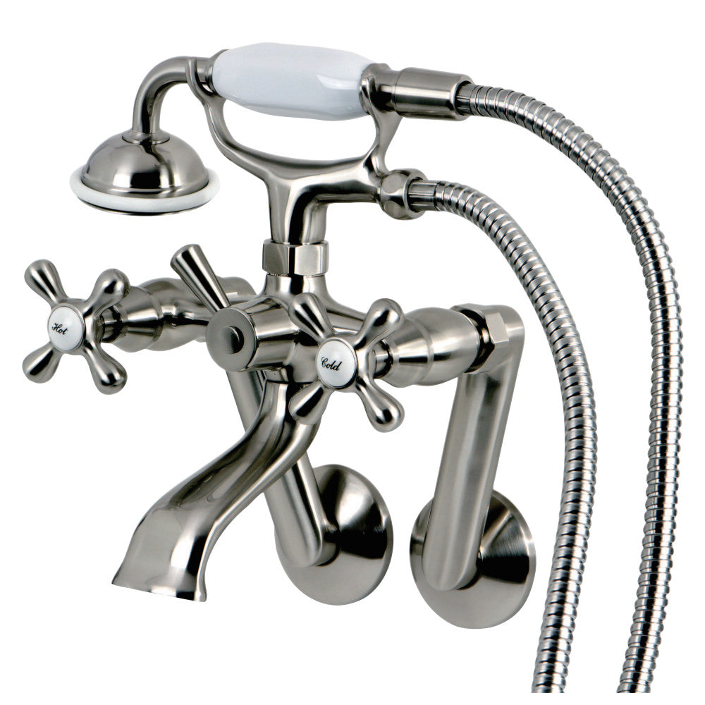 Kingston Brass KS269SN Kingston Tub Wall Mount Clawfoot Tub Faucet with Hand Shower, Brushed Nickel - BNGBath