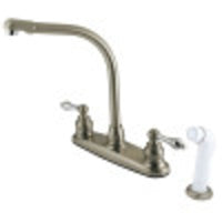 Thumbnail for Kingston Brass KB717AL Victorian Centerset Kitchen Faucet, Brushed Nickel/Polished Chrome - BNGBath