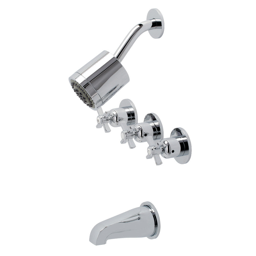 Kingston Brass KBX8131ZX Millennium Three-Handle Tub and Shower Faucet, Polished Chrome - BNGBath