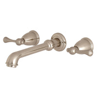 Thumbnail for Kingston Brass KS7028BL English Country 2-Handle Wall Mount Roman Tub Faucet, Brushed Nickel - BNGBath