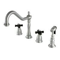 Thumbnail for Kingston Brass KS1798PKXBS Widespread Kitchen Faucet, Brushed Nickel - BNGBath