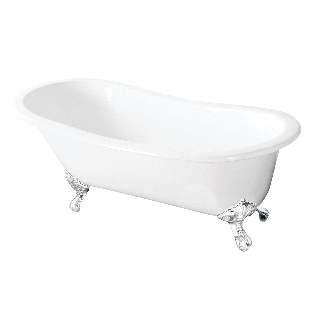 Aqua Eden VCTND5731BW 57-Inch Cast Iron Slipper Clawfoot Tub without Faucet Drillings, White - BNGBath