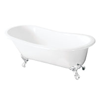 Thumbnail for Aqua Eden VCTND5731BW 57-Inch Cast Iron Slipper Clawfoot Tub without Faucet Drillings, White - BNGBath