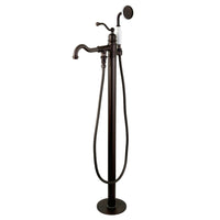 Thumbnail for Kingston Brass KS7135ABL English Country Freestanding Tub Faucet with Hand Shower, Oil Rubbed Bronze - BNGBath