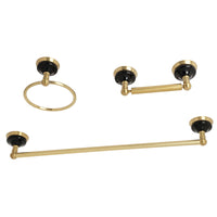 Thumbnail for Kingston Brass BAK911248BB Water Onyx 3-Piece Bathroom Accessory Set, Brushed Brass - BNGBath