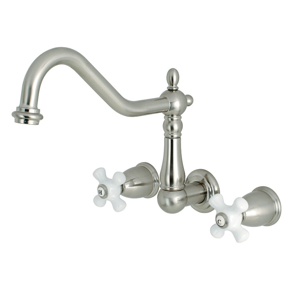 Kingston Brass KS1288PX Wall Mount Kitchen Faucet, Brushed Nickel - BNGBath
