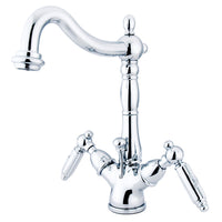 Thumbnail for Kingston Brass KS1431GL Victorian Two-Handle Bathroom Faucet with Brass Pop-Up and Cover Plate, Polished Chrome - BNGBath