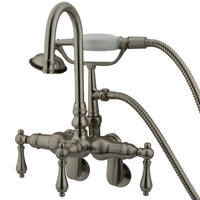 Thumbnail for Kingston Brass CC301T8 Vintage Adjustable Center Wall Mount Tub Faucet, Brushed Nickel - BNGBath