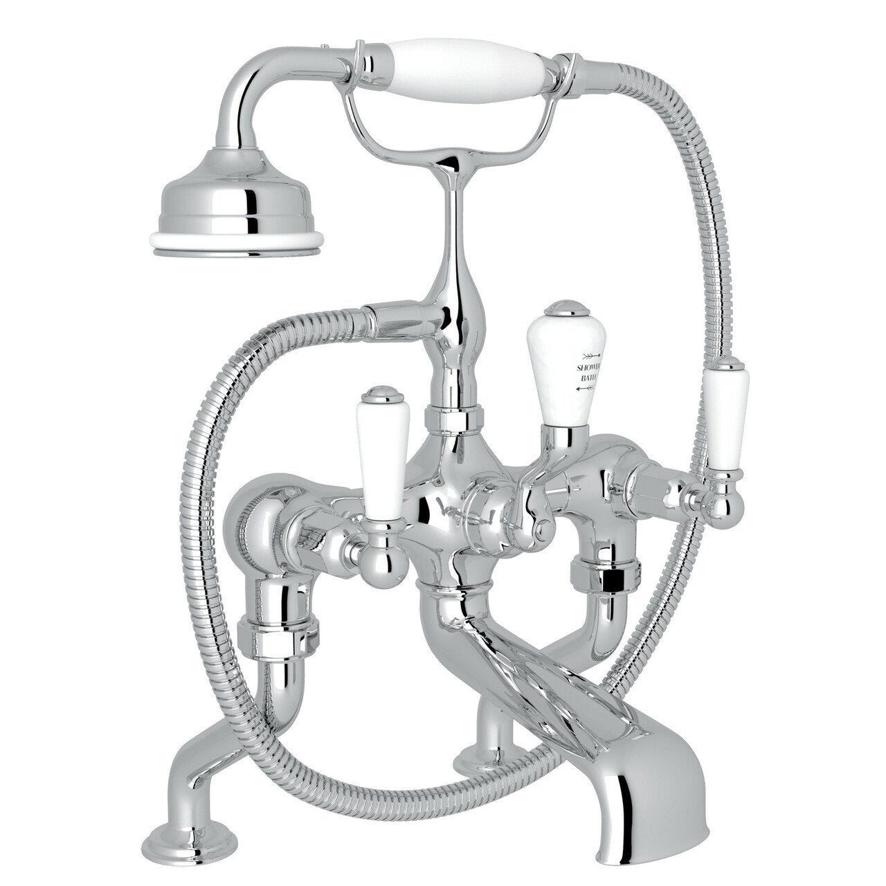 Perrin & Rowe Edwardian Exposed Deck Mount Tub Filler with Handshower - BNGBath