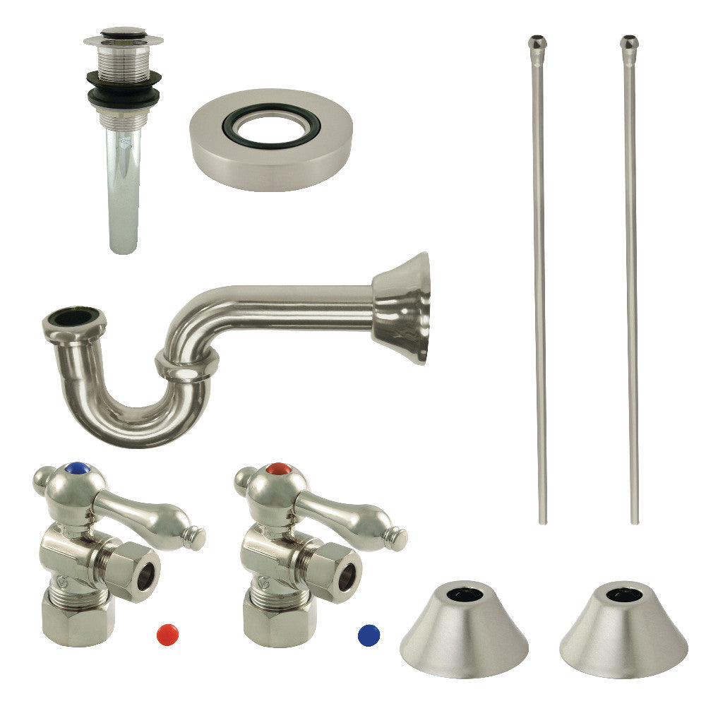 Kingston Brass CC53308VKB30 Traditional Plumbing Sink Trim Kit with P-Trap and Drain, Brushed Nickel - BNGBath