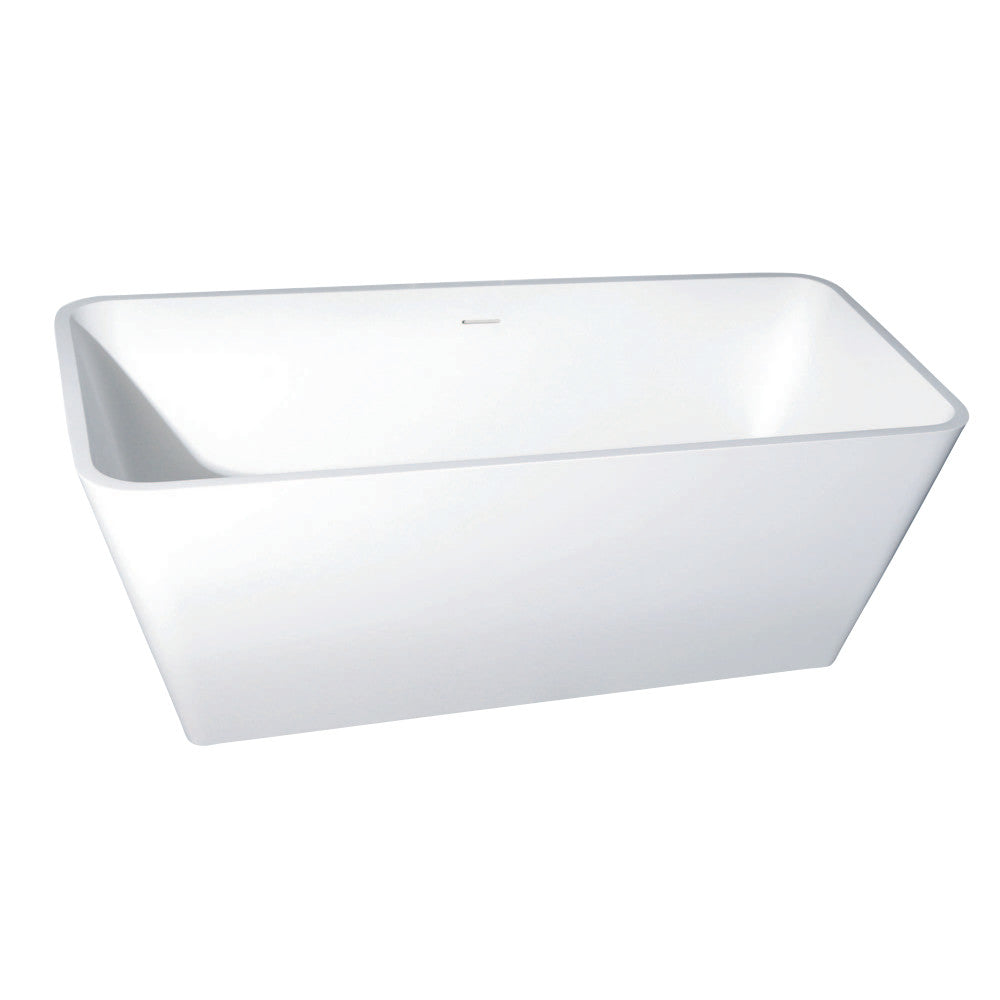 Aqua Eden VRTSQ592722 Arcticstone 59-Inch Solid Surface White Stone Freestanding Tub with Drain, Matte White - BNGBath