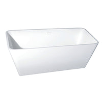 Thumbnail for Aqua Eden VRTSQ592722 Arcticstone 59-Inch Solid Surface White Stone Freestanding Tub with Drain, Matte White - BNGBath