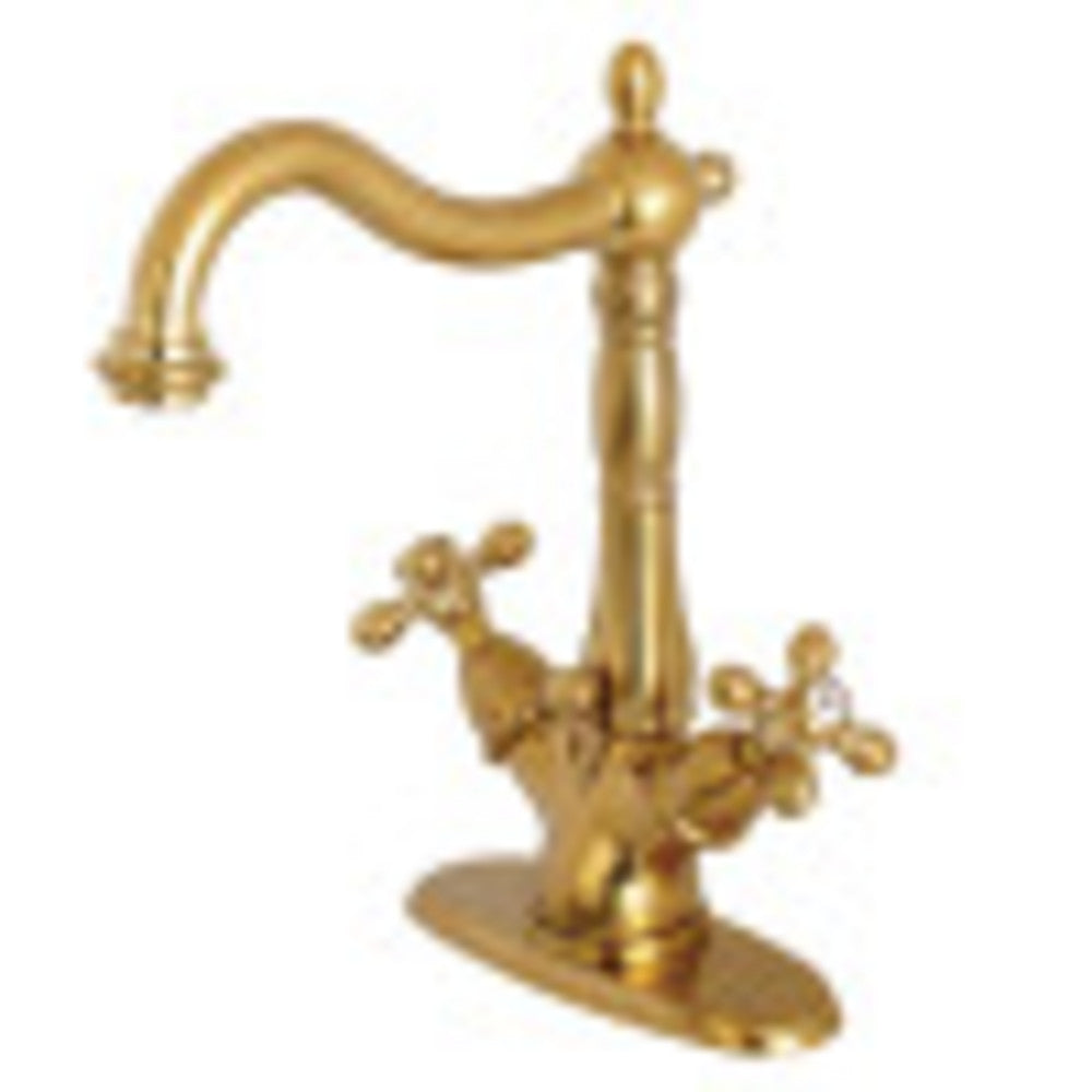 Kingston Brass KS1437AX Heritage Two-Handle Bathroom Faucet with Brass Pop-Up and Cover Plate, Brushed Brass - BNGBath