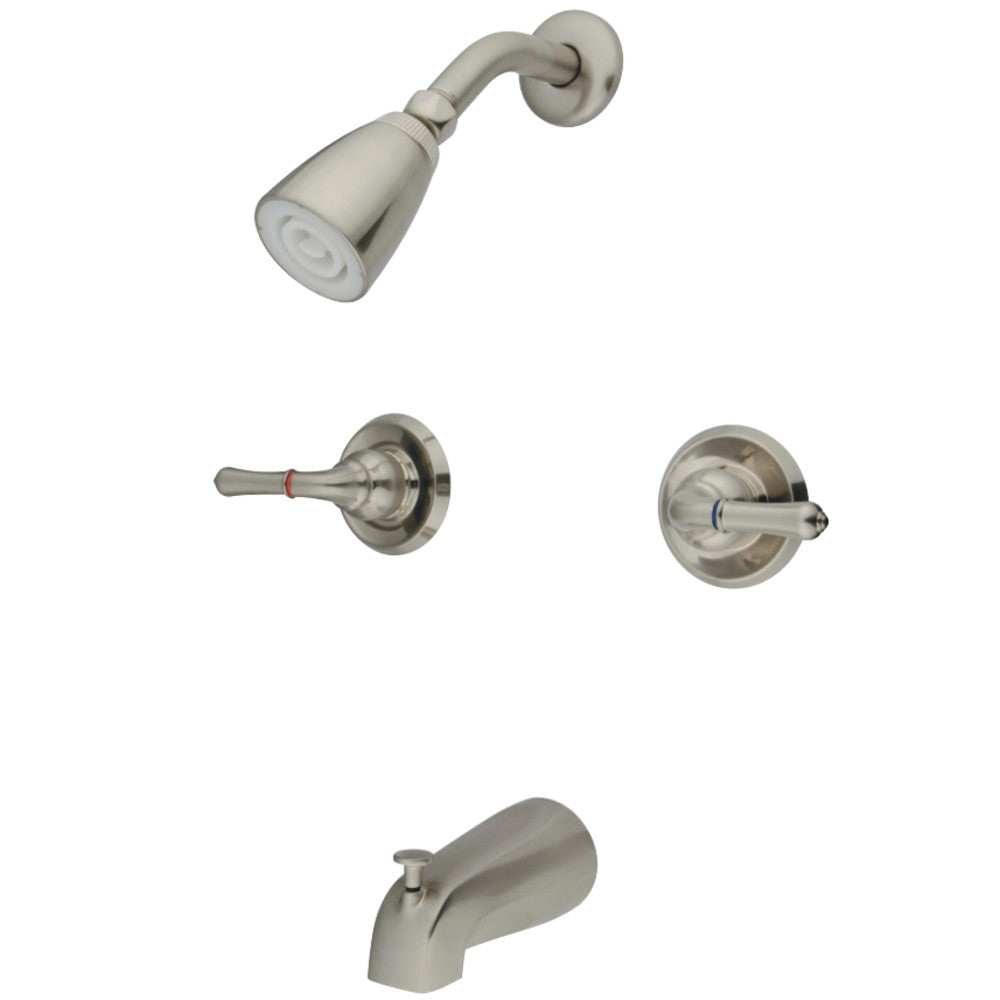 Kingston Brass GKB248 Water Saving Magellan 2-Handle Tub and Shower Faucet with Water Savings Showerhead, Brushed Nickel - BNGBath