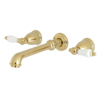 Thumbnail for Kingston Brass KS7122PL 8-Inch Center Wall Mount Bathroom Faucet, Polished Brass - BNGBath