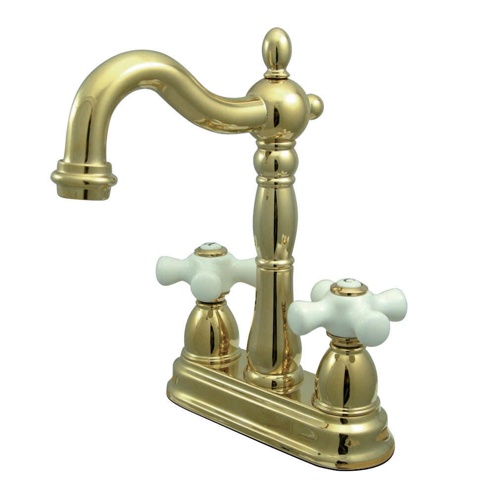 Kingston Brass KB1492PX Heritage Two-Handle Bar Faucet, Polished Brass - BNGBath