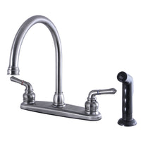 Thumbnail for Kingston Brass FB794SP Magellan 8-Inch Centerset Kitchen Faucet with Sprayer, Black Stainless - BNGBath