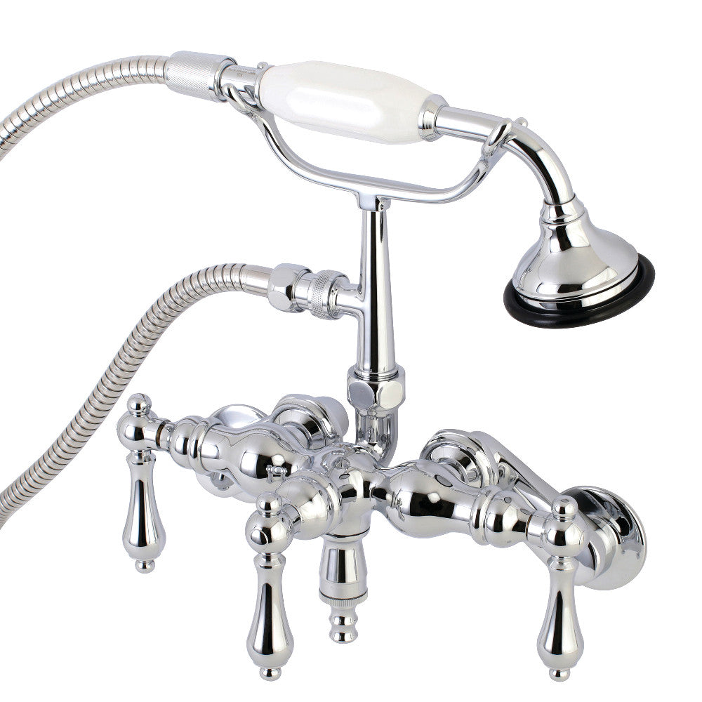 Kingston Brass AE420T1 Aqua Vintage 3-3/8 Inch Adjustable Wall Mount Clawfoot Tub Faucet with Hand Shower, Polished Chrome - BNGBath