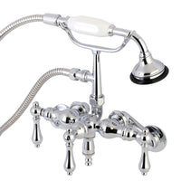 Thumbnail for Kingston Brass AE420T1 Aqua Vintage 3-3/8 Inch Adjustable Wall Mount Clawfoot Tub Faucet with Hand Shower, Polished Chrome - BNGBath