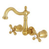Thumbnail for Kingston Brass KS1257AX 8-Inch Center Wall Mount Bathroom Faucet, Brushed Brass - BNGBath