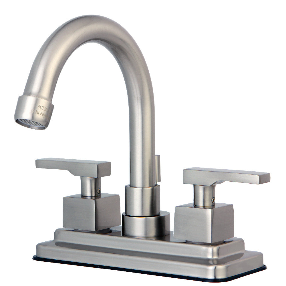 Kingston Brass KS8668QLL Executive 4 in. Centerset Bathroom Faucet with Brass Pop-Up, Brushed Nickel - BNGBath