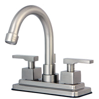 Thumbnail for Kingston Brass KS8668QLL Executive 4 in. Centerset Bathroom Faucet with Brass Pop-Up, Brushed Nickel - BNGBath